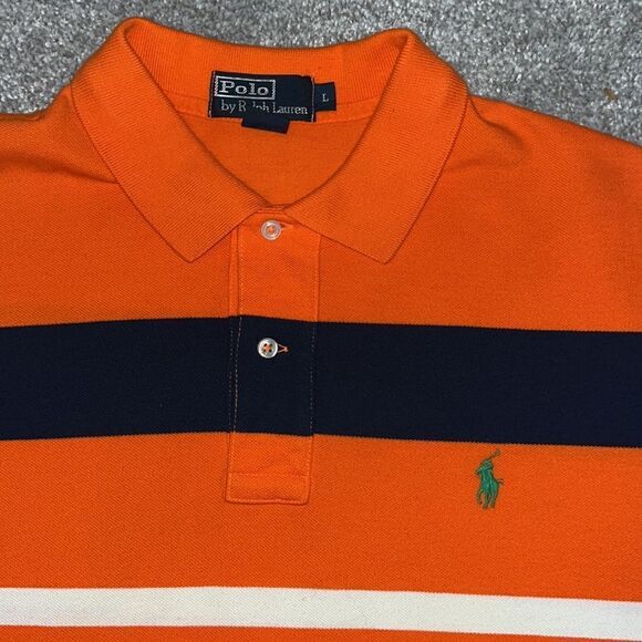 Polo Ralph Lauren Tennessee volunteers Colors stripe w/Green Pony Golf Shirt L - Picture 1 of 4